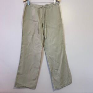 Tommy Bahama Wide Leg 100% Linen Drawstring Pants Beige Sz 8 Resortwear Summer